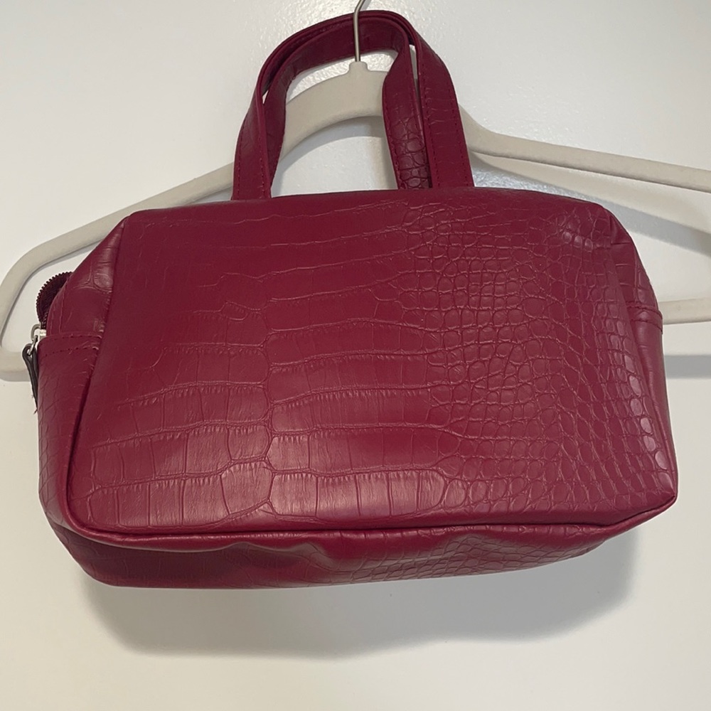 red snakeskin makeup/clutch bag